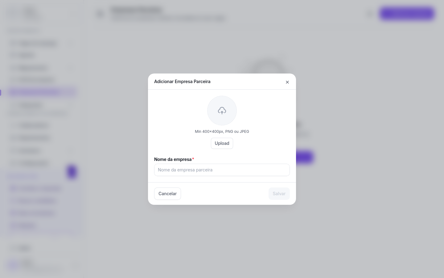 Modal de adicionar empresa parceira