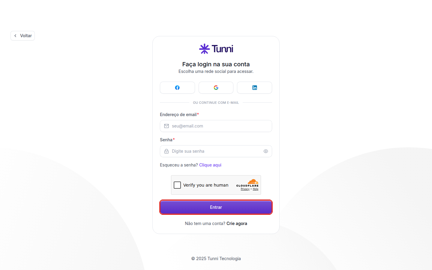 Tela de login